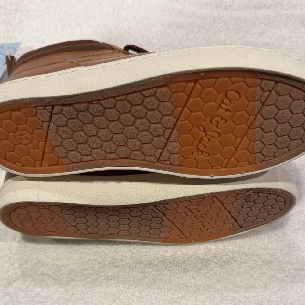 Cat & Jack Kids’ Brown High-Top Sneakers with White Sole.